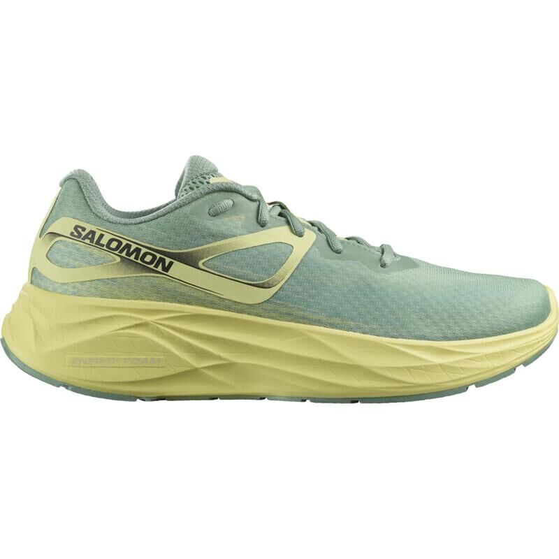 Salomon Aero Glide Running Shoes, Granite Green/Yellow Iris/White 
